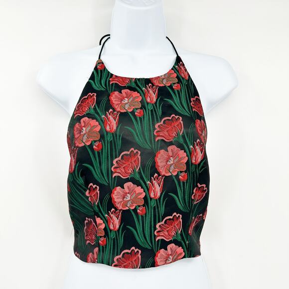 Superdown Revolve Womens Summer Floral Halter Neck Helen Open Back Top Size S - Picture 3 of 8